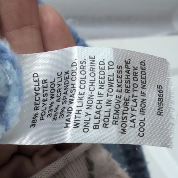 Caslon Cardigan Sweater Chunky Barn Style  Blue Stripe Medium Trending - Picture 4 of 12